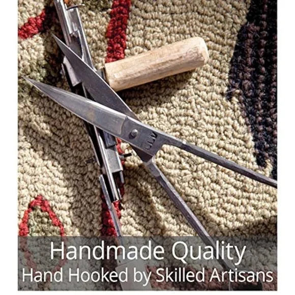 Chandler 4 corners wool hooked pillow with insert - Picture 10 of 12